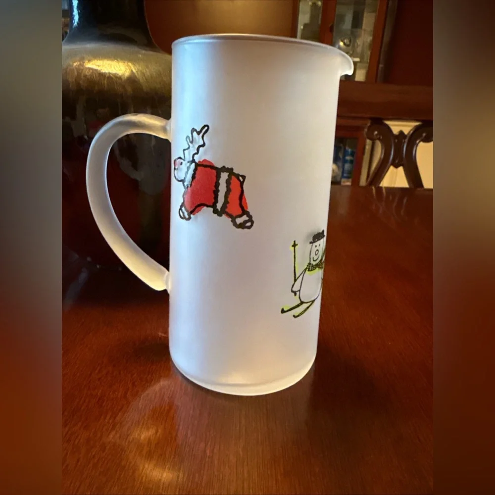 Vintage Designs by Dartington Christmas Pitcher Frosted Glass Winter Friends